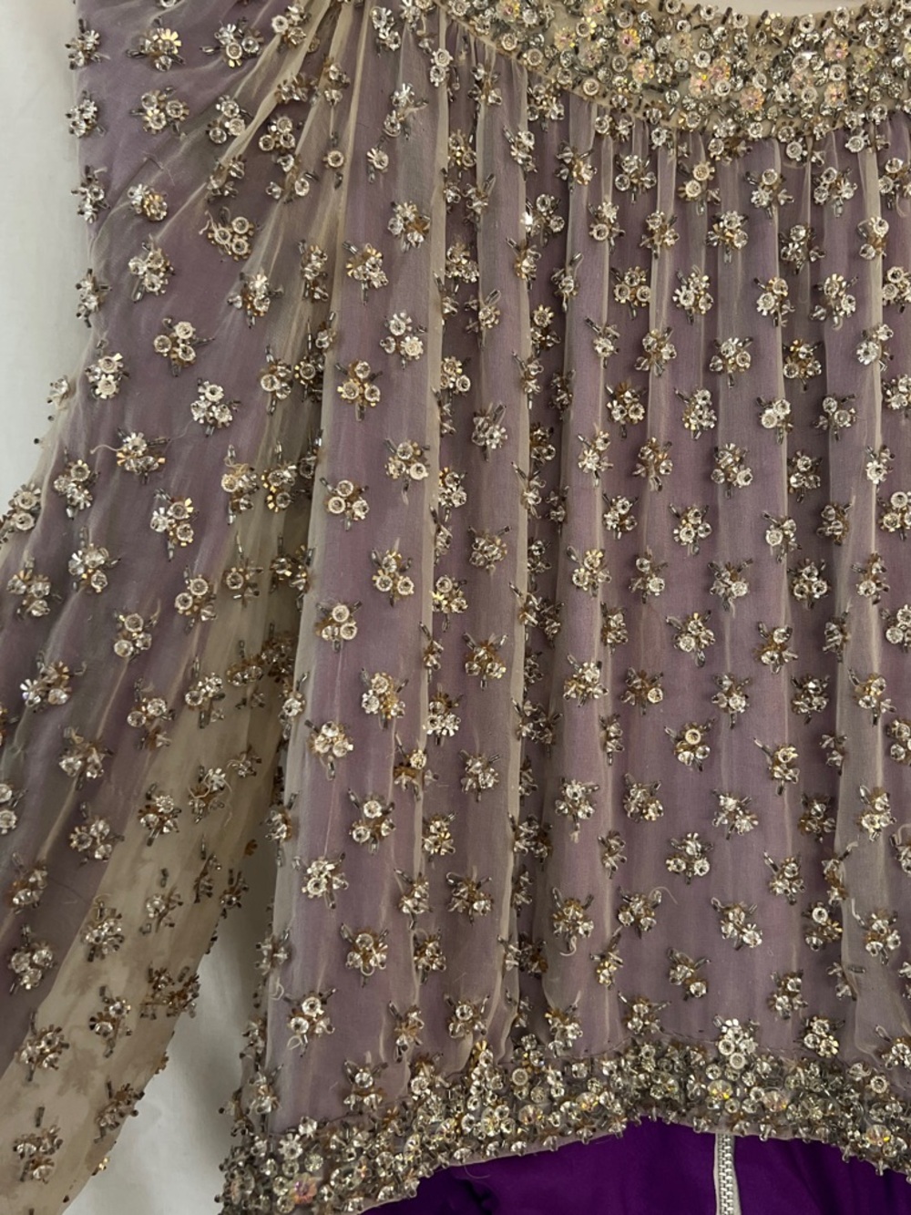 60s Couture Beaded Evening Top Heavy Crystal Embellishment Silk Cropped Italy S - Picture 9 of 13